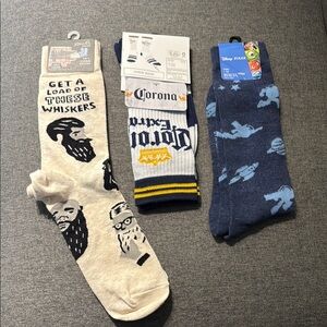 Assorted new Men’s socks / Blue Q Corona Disney Pixar